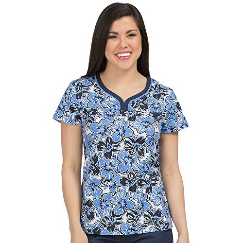 Med Couture Mc2 Women's Lexi Sport Neckline Floral Print Scrub Top X-Small Print