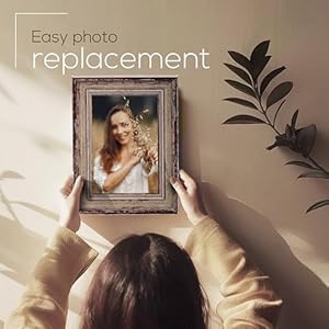 Truu design weathered picture frame distressed wooden look for wall or tabletop display lightweight photo frame with glass cover 4 x 6 taupe  urban country home decor