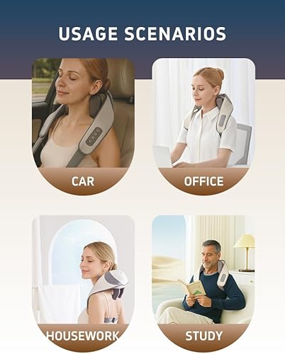 Miniatura 7 de Shiatsu Masajeador de cuello y hombros con calor, masajeador de espalda de tejido profundo 6D para aliviar el dolor, masajeador eléctrico portátil