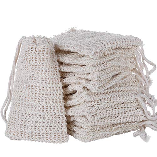 15 Pcs Soap Exfoliating Bag Drawstring Natural Sisal Soap Saver Pouch Mesh Soap Bar Bag for Shower