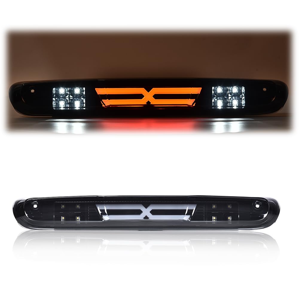 CNNELL Brake Lights Assembly Compatible with Chevy Silverado/Sierra 2007 2008 2009 2010 2011 2012 2013 3RD Third Cargo Lamp(Smoky Lens Black Bottom)