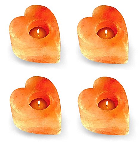 Klass Home Collection portavelas de sal de cristal del himalaya  forma de corazón  Purificador de aire brillante, Quantity Four