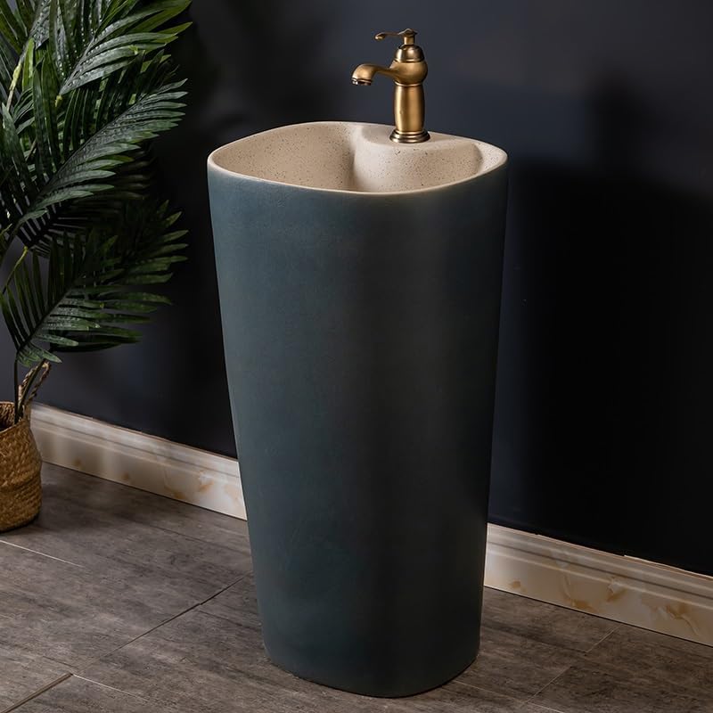 Bathroom Countertop Vessel Sink Household Pedestal Sink Wash Basin Ceramic Floor-standing Pedestal Sink Vanity