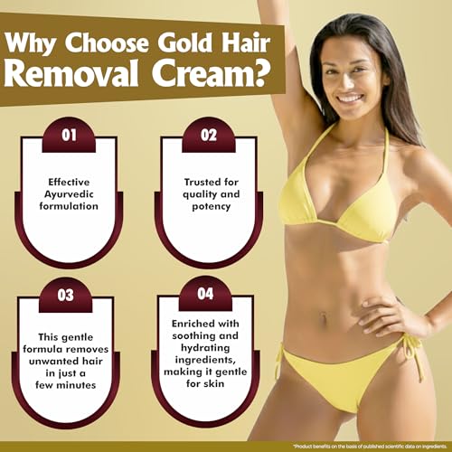 Image of Multani Natural Gold Hair Removal Cream 60 ml (Pack of 2)| Radiance formula Enriched with Gold Pearl Powder and Vitamin E | Painless, Easy and Effective Hair Removal for Men and Women