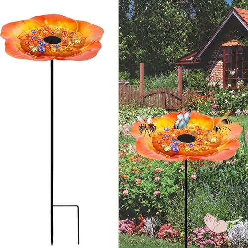 Alimentador de mariposas, charco de mariposa para exteriores, tazas de abeja para jardín con piedra...