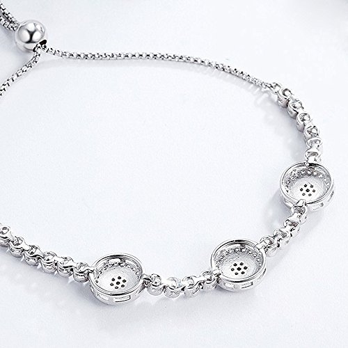 TONGZHE Blue Evil Eyes Tennis Bracelet in Sterling Silver 925 With Cubic Zirconia CZ and Adjustable 10" Box Chain - Image 4