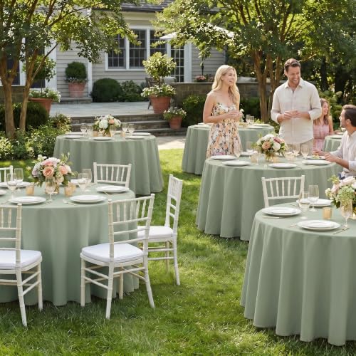 Fitable 6 Pack Sage Green Round Tablecloths - 70 Inches Round - Wrinkle and Stain Resistant Fabric Table Clothes, Washable Polyester Table Covers for Wedding, Party, Banquet, Formal Events by Fitable - Used condition - Image 2