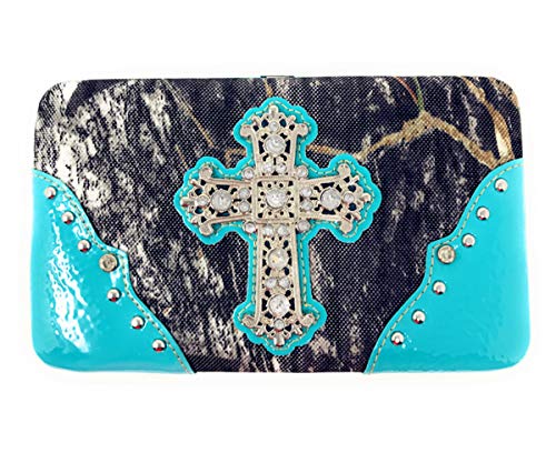 Texas West Women's Camouflage Metal Cross Wallet Clutch in 3 colors