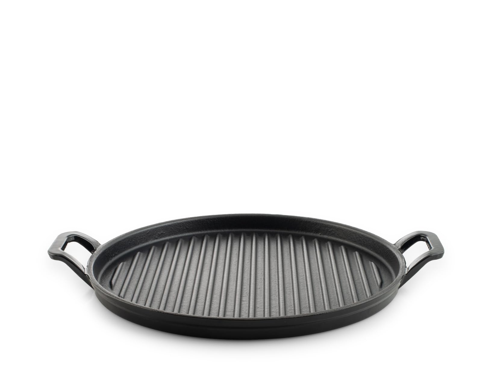 H&H Bistecchiera in Ghisa Smaltata Rotonda 31 cm con 2 Manici – Compatibile con Induzione e Tutti i Piani Cottura