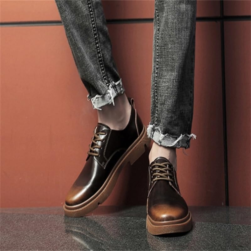 Men's Lace-up Casual Shoes Low-top Oxford Shoes Height-Increasing wear-Resistant Round-Toed Soft-Soled Shoes for Men4