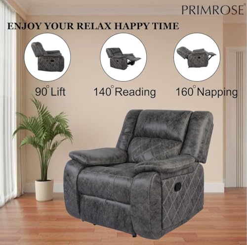Image of Primrose Christie Single Seater Manual 1R Recliner Sofa | Recliner for Living Room Bedroom & Home Office (Grey)