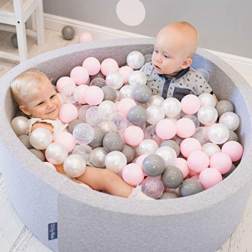 KiddyMoon 700 ∅ 7Cm Bolas Colores De Plástico para Piscina para Niños, Perla/Gris/Transparente/Rosa Claro