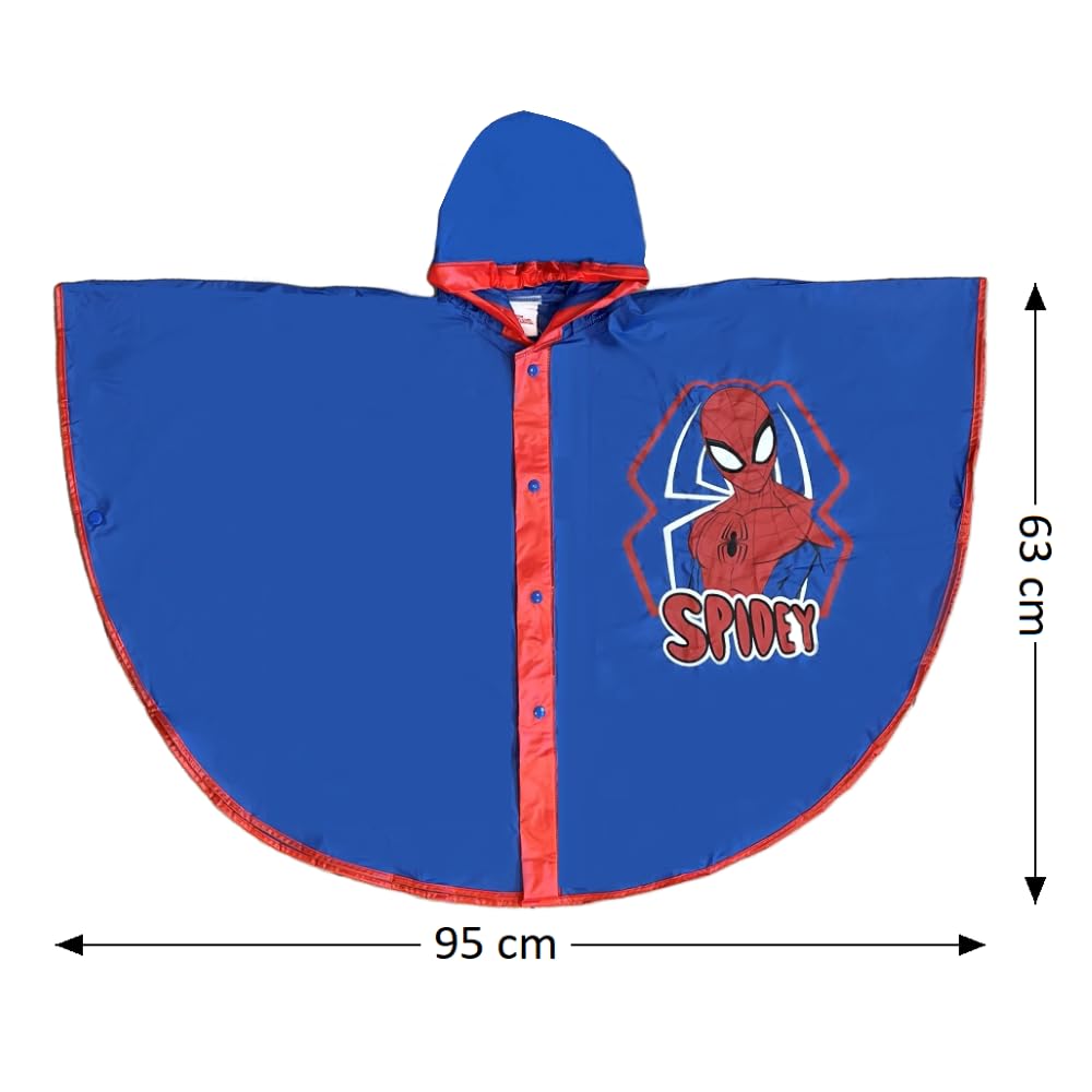 CARTOON Spiderman Marvel przeciwdeszczowa kurtka przeciwdeszczowa dla dzieci ponczo z kapturem i zapięciem na guziki