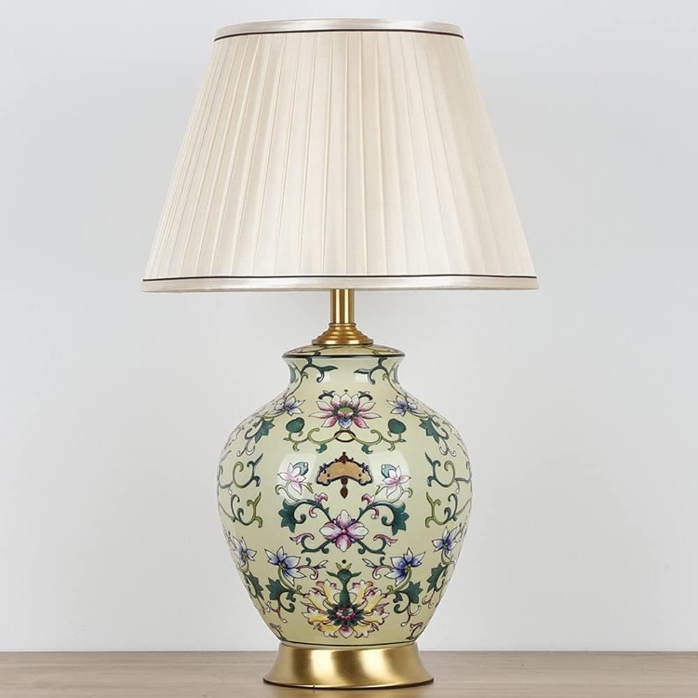 Lampada da tavolo in ceramica per camera da letto, comodino, soggiorno, decorazione, studio, illuminazione retrò con forma a barilotto