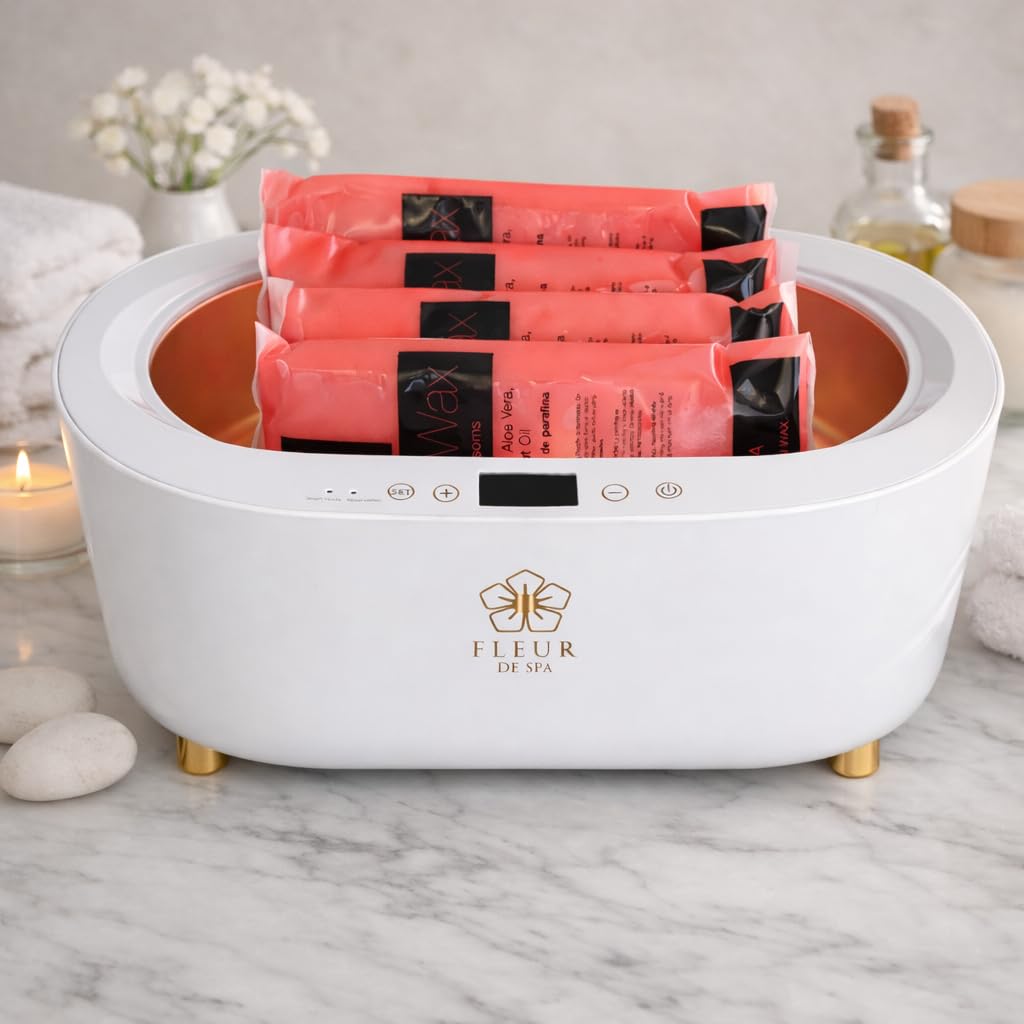 fleur de spa - Macchina per cera di paraffina per mani e piedi, scaldacera di paraffina da 4000 ml, con timer automatico e mantenimento al caldo, include 1,8 kg di cera per trattamenti spa (paraffina