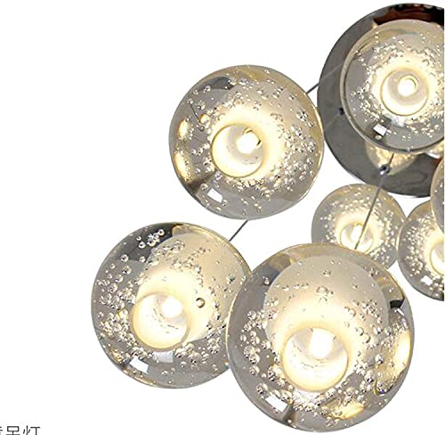 Lustre suspension chrome 7T réglable à boules de verre minimalistes