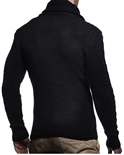 Leif Nelson Men’s Knitted Pullover | Long-Sleeved Slim fit Knitwear | Winter Sweatshirt with Shawl Collar for Men4