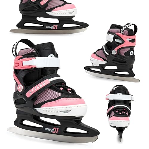 ATTABO Verstellbare Freizeitschlittschuhe für Mädchen ZOLA Rosa Größe 31-36 EU Kinder verstellbare Schlittschuhe für Anfänger Klettverschluss und Schnallenverschluss Freie Längenanpassung
