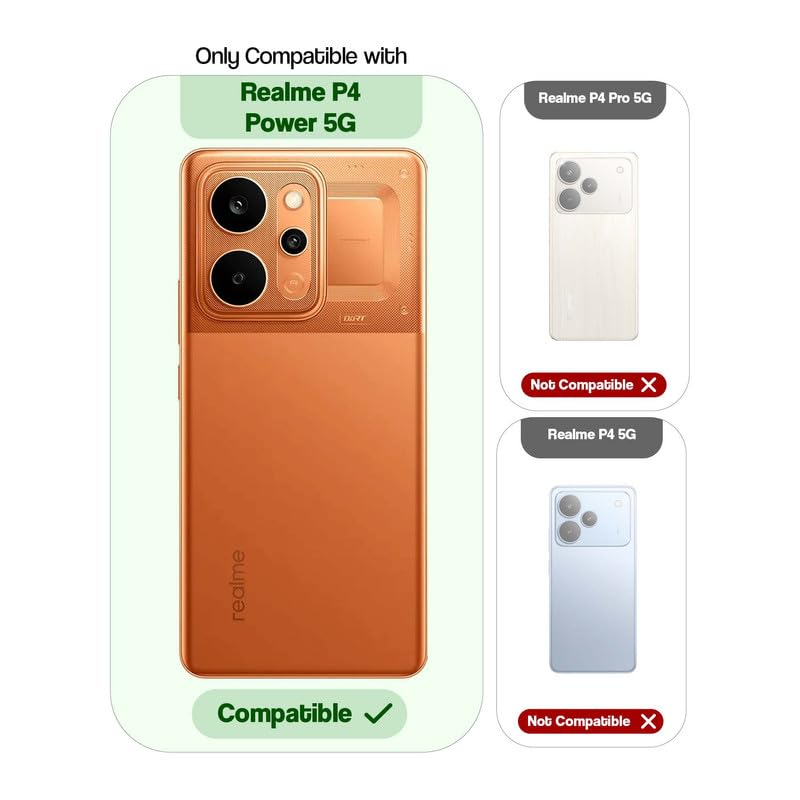 Image of Mr. Case Back Cover for Realme P4 Power 5G with Transparent Back & Kickstand | Clear Hard Back with Silicone Frame - Black