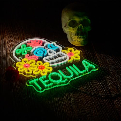 Image of Roouneon Tequila Neon Sign for Wall Decor Mexican Tequila USB Dimmable LED Neon Sign for Beer Bar Pub Light Decor.