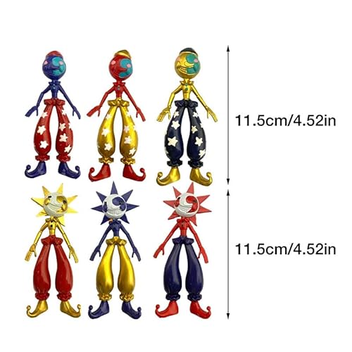 6Pcs - Fnaf Sundrop And Moondrop Action Fnaf Security Breach Cute Cartoon Anime Clown Action Figure Doll Home Decoration Video Game Fans Gift #TOP2
