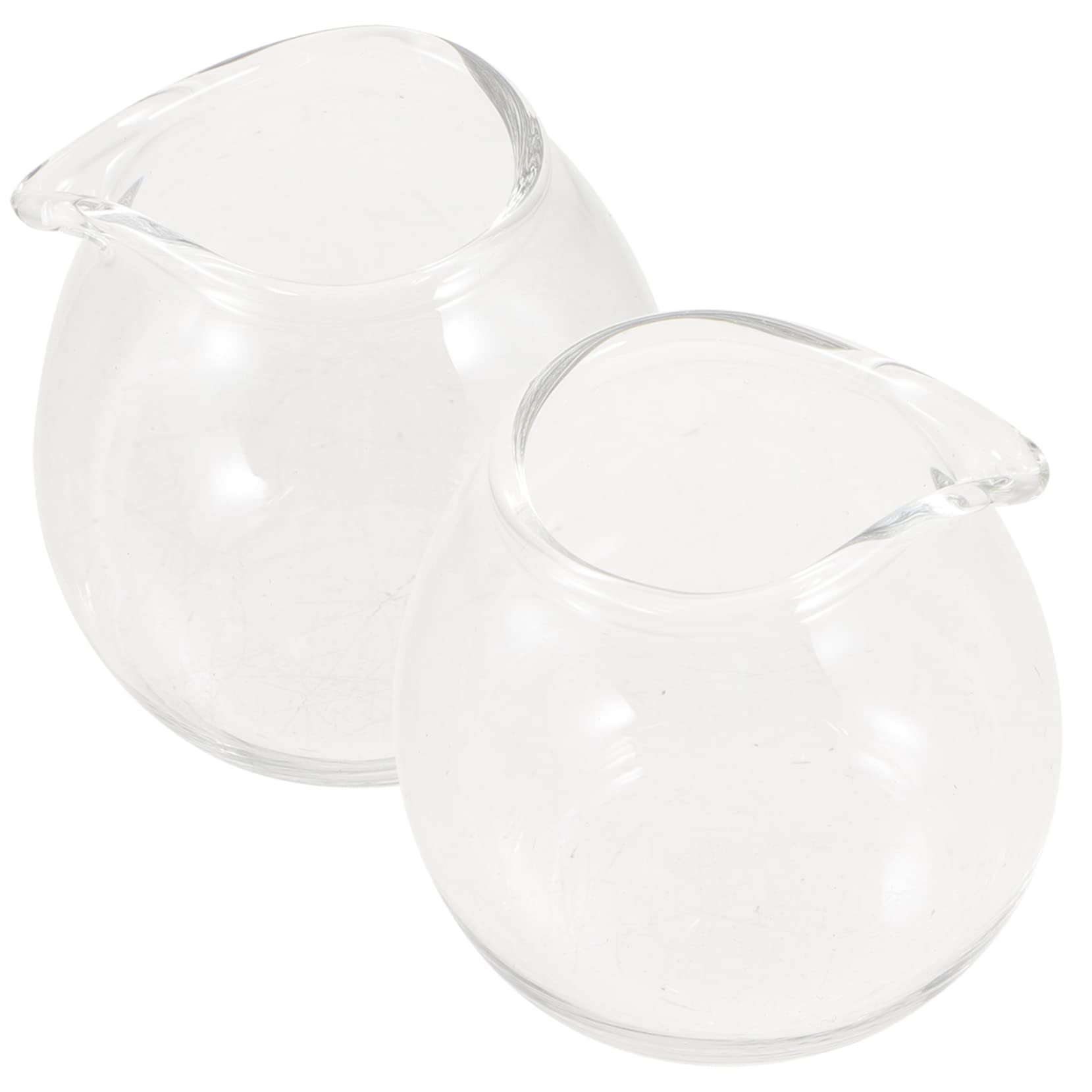 Amosfun 10 Piezas mini taza de leche de vidrio dispensador servidor de salsa manejar Mini cafetera Taza de café tazas de espresso mini jarra de leche de vidrio para café mini jarra de café