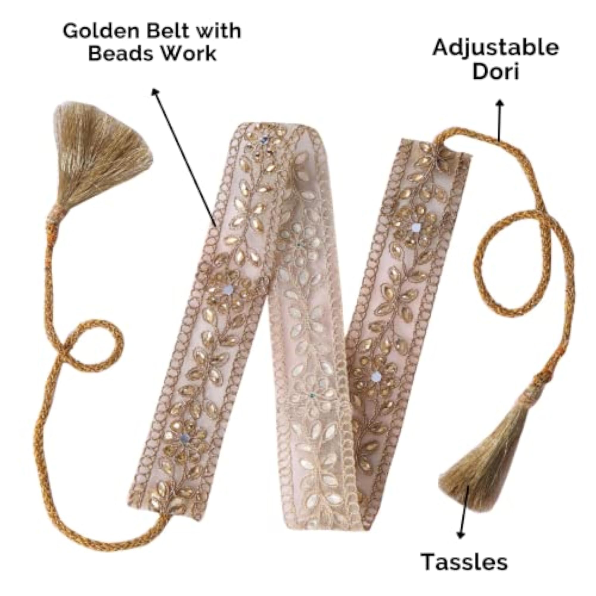 Set of 2 Women's Peach & Golden Kamarbandh Waist Chains