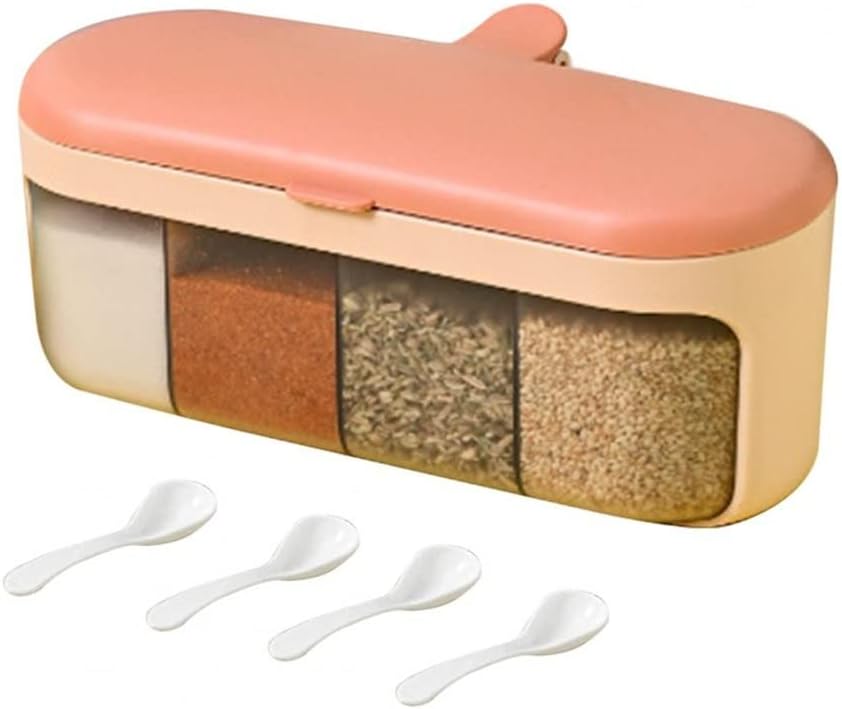 Large Capacity Condiment Bottle Shatterproof Condiment Container with Smooth Surface Spice Box Spoon(D)