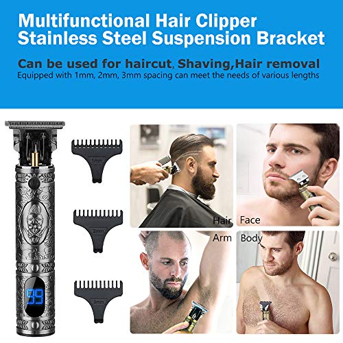 Electric Hair Clippers for Men Professional Outliner,2020 New Cordless Zero Gapped Trimmer Barber Accessories Grooming Waterproof Rechargeable Close Cutting T-Blade 0mm Bald Detail Beard Shaver