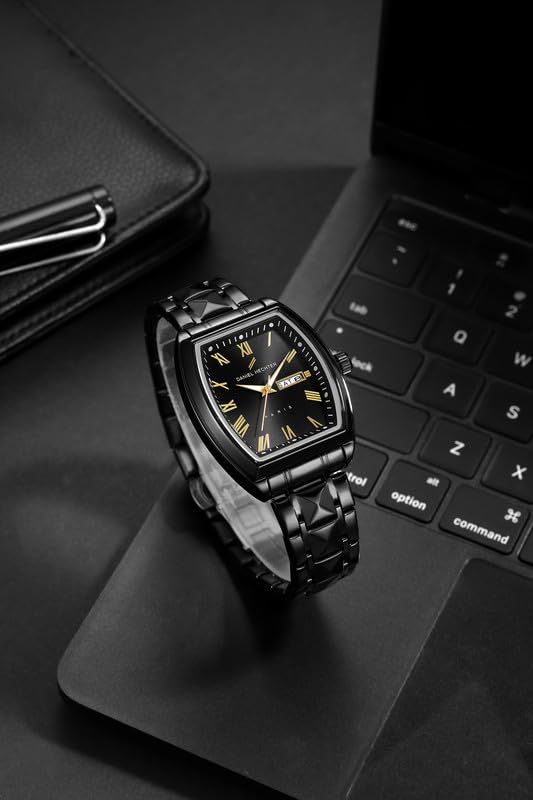 Image of Daniel Hechter Duroc Collection Luxury Watch for Men with Roman Indices, Day-Date Display and Two-Tone Studded Stainless Steel Strap