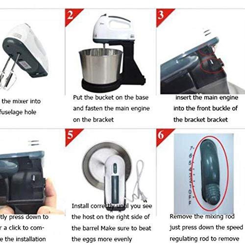 Küche Elektromixer, 2.5L Edelstahl Rührschüssel, 7-Gang Elektro-Küchenmixer, Küchenmaschine Mit Knethaken, Schneebesen… – Bild 6