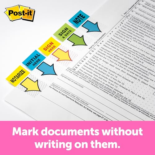 Image of Post-it Message Flags, Sign Here, 50Dispenser, 2 DispensersPack, 1 in Wide, Yellow (680-SH2).