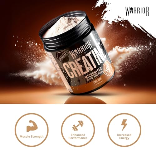 Warrior Creatine Monohydrate Powder 500g (100 Servings) – Pure Micronised Creatine Powder Supplement for Men & Women, Pre & Post Workout Strength, Muscle Growth & Recovery, Vegan – Lightning Lemonade