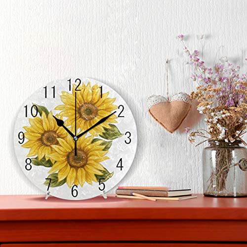 Reloj de pared analógico silencioso 25 cm amarillo miniatura 2