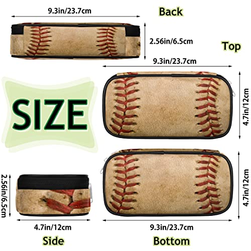 Image of Pardick Sport Big Capacity Pencil Pen Case Old Baseball Large Pencil Pouch with Zipper Compartments Pencil Bag for Boys Girls Adults Student Office School Supplies