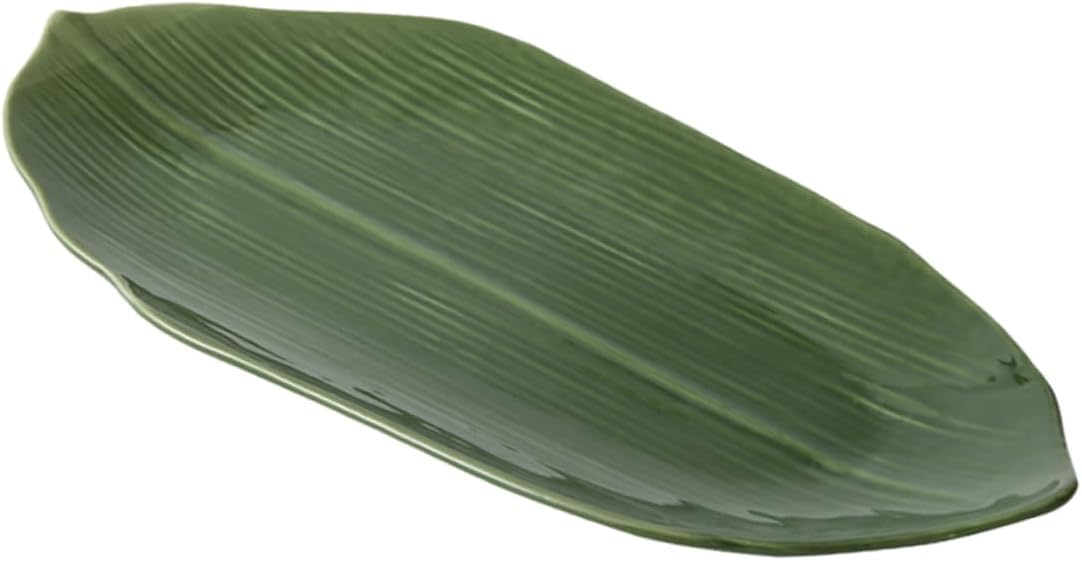 Zerodeko Ceramic Sushi Plate 14.7-Inch Leaf Shaped Dish Decorative Sushi Tray for Appetizers Desserts and Japanese Cuisine for Restaurants and Home Use
