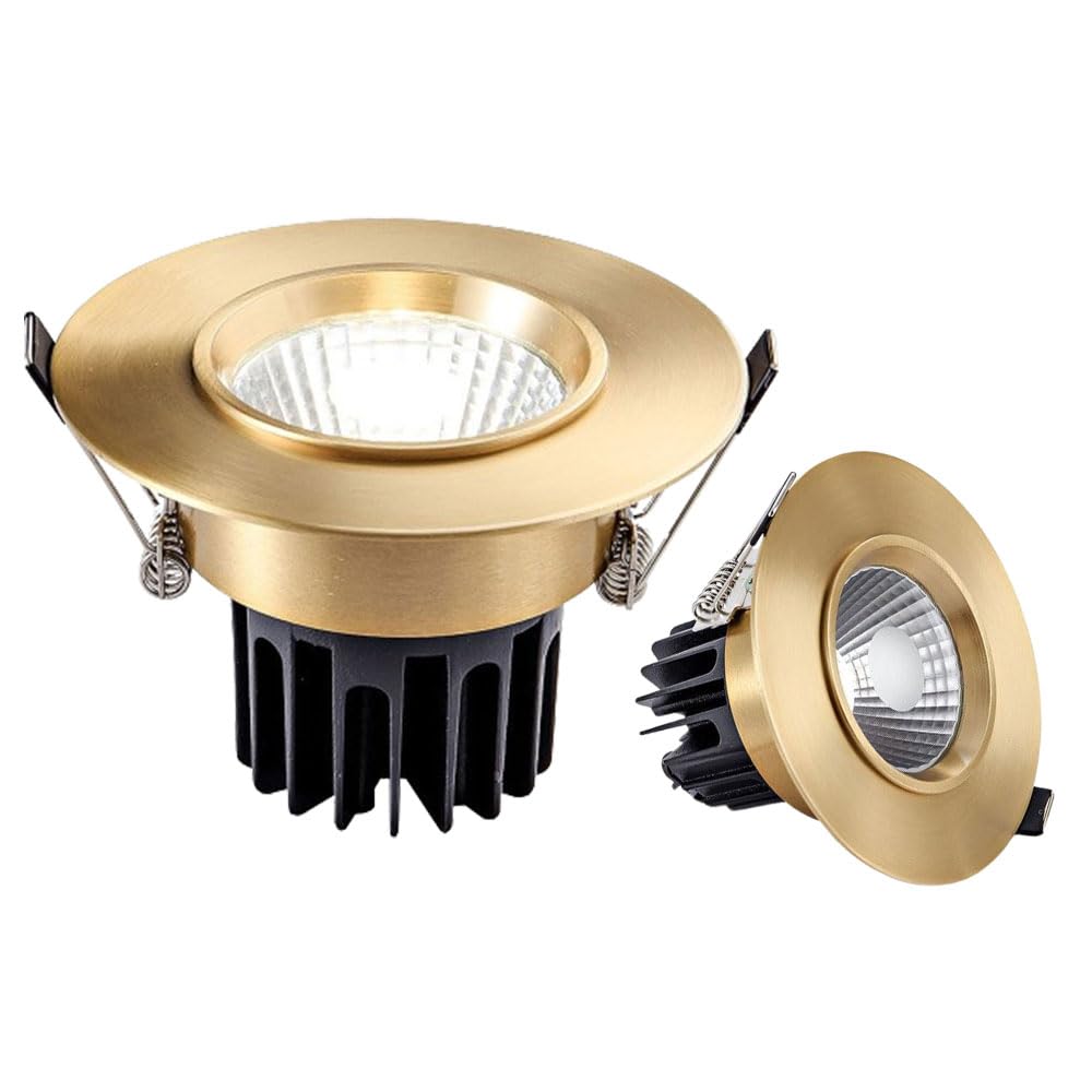 ASerZenith 2-Pack Round Downlight Luminaire, Brushed Brass Finish, Led Recessed Light Fixtures 10W, Cri 90+, 3Cct Dimmable 3000K|4000K|6000K Led Can Lights,Brass