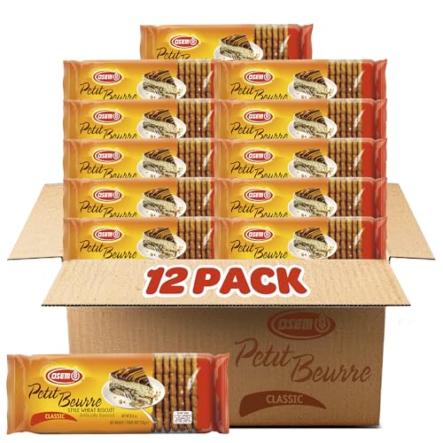 Osem Petit Beurre Cookies 8.8oz (Pack of 12) Light, Buttery & Crisp Biscuits, A Classic Crunchy Snack