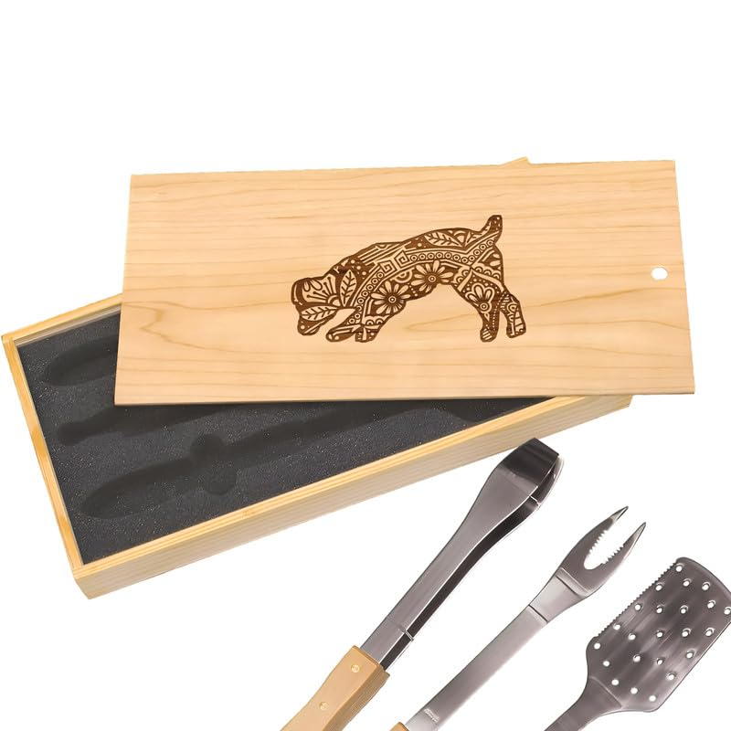 Set de herramientas para BBQ en caja grabada miniatura 1