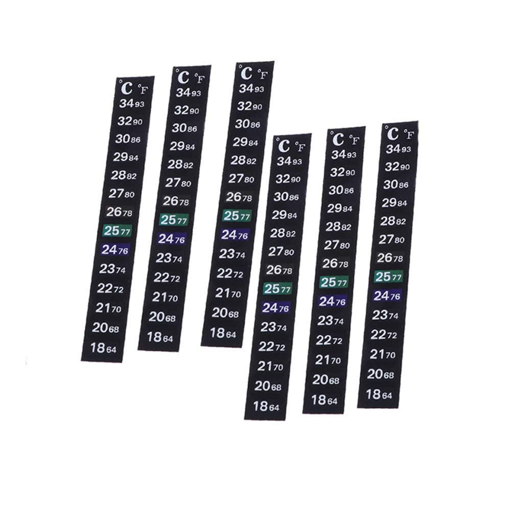 Termómetro de Acuario,6 PCS Pegadas en Tiras de Tanque de Peces Termómetro de Acuario LCD Pegatinas de temperatura de lectura instantánea para interiores y exteriores
