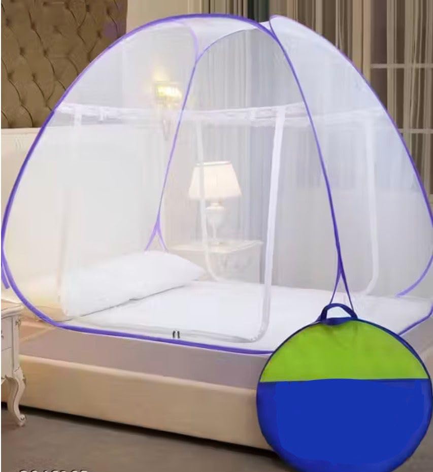 Pop-Up Mosquito Net for King Size Bed, 200x200x145 cm, White | Foldable with Carry Bag, Easy Self-Standing Setup, Double Door Entry, Insect Protection, For Adults & Children-image-20