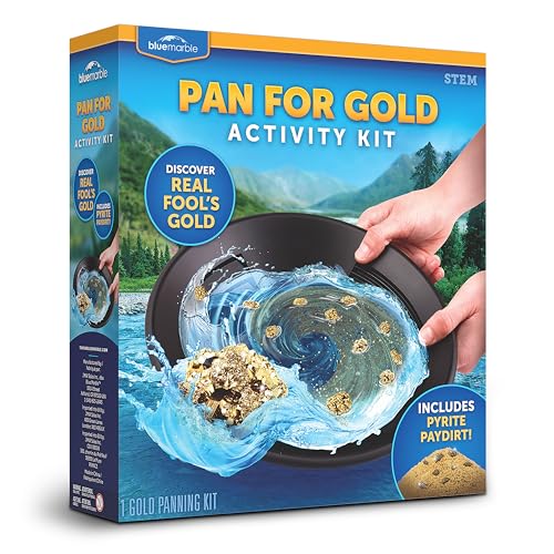 Blue Marble Gold Panning Kit for Kids - Learn to Pan for Gold, Includes Pay Dirt with Real...