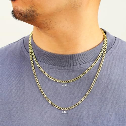 Nuragold 14K Real Yellow Gold Cuban Curb Link Chain Necklace 16"-30" (2mm-7.5mm) Italian Jewelry for Men & Women2