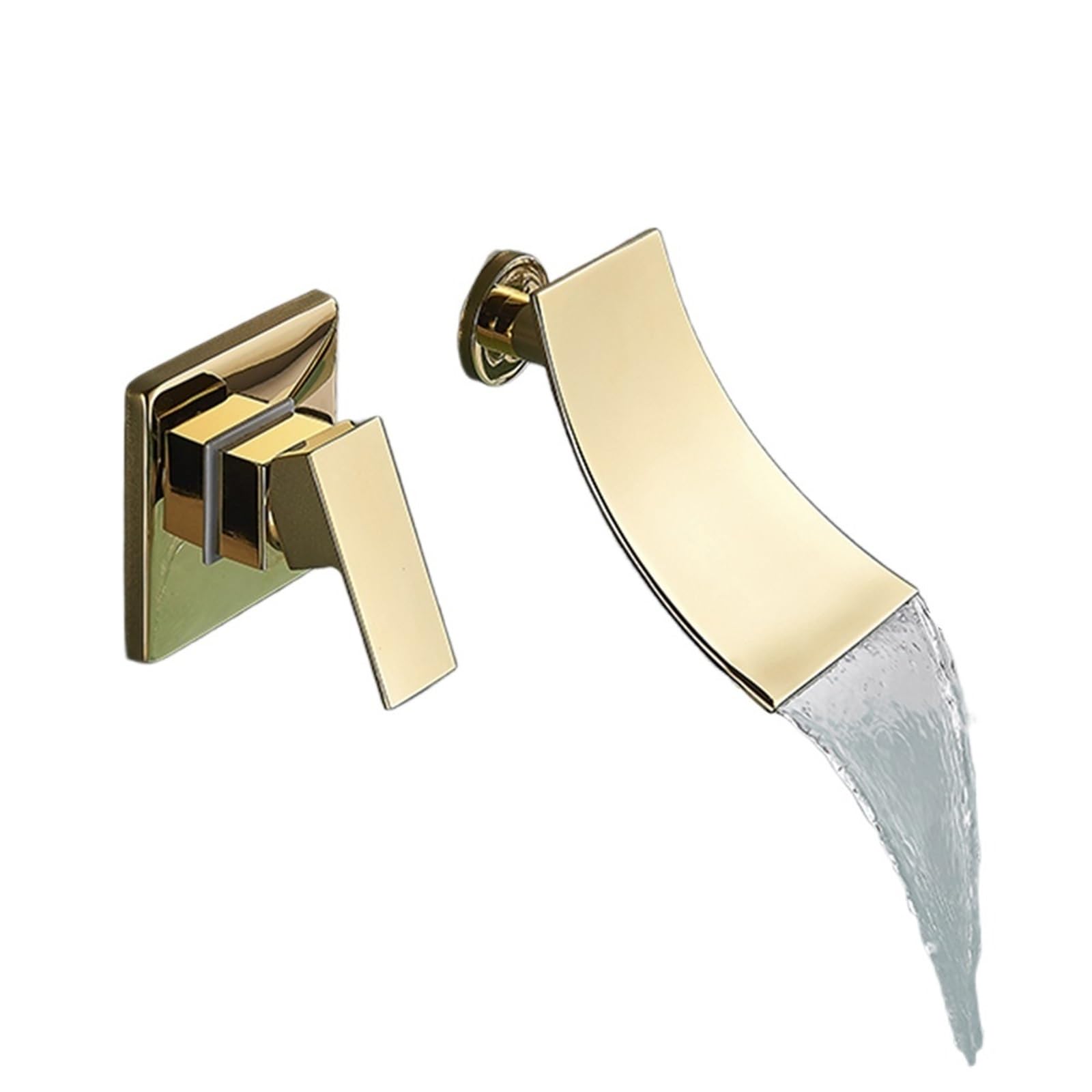 Robinets de lavabo muraux chrome avec mitigeur eau froide cascade