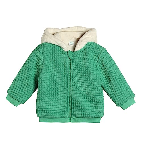 Image of miniklub Boys Green Floral Striped Lightweight Crop Puffer Jacket
