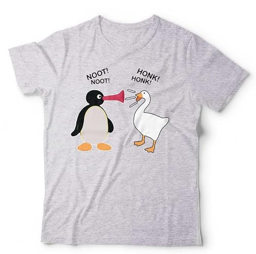 Pingu Noot Noot Honk Honk Unisex T-Shirt – Funny Goose Game Mashup Tee - 3XL Grey