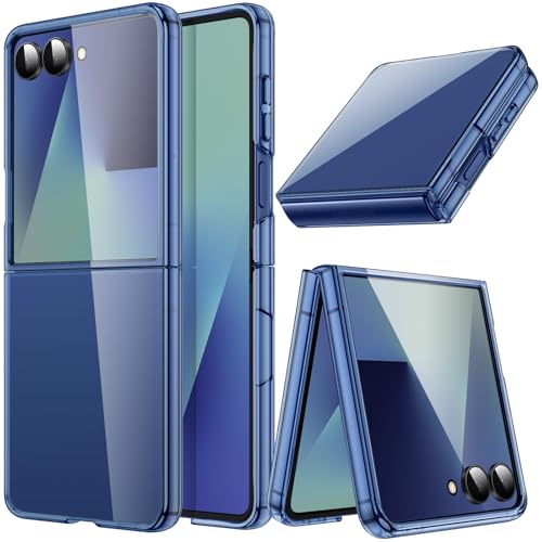 JETech Hülle für Samsung Galaxy Z Flip 7 2025 Kristallklar Hart PC Shell Anti-Kratz Stoßfest Dünn Schutzhülle (Blue Shadow)