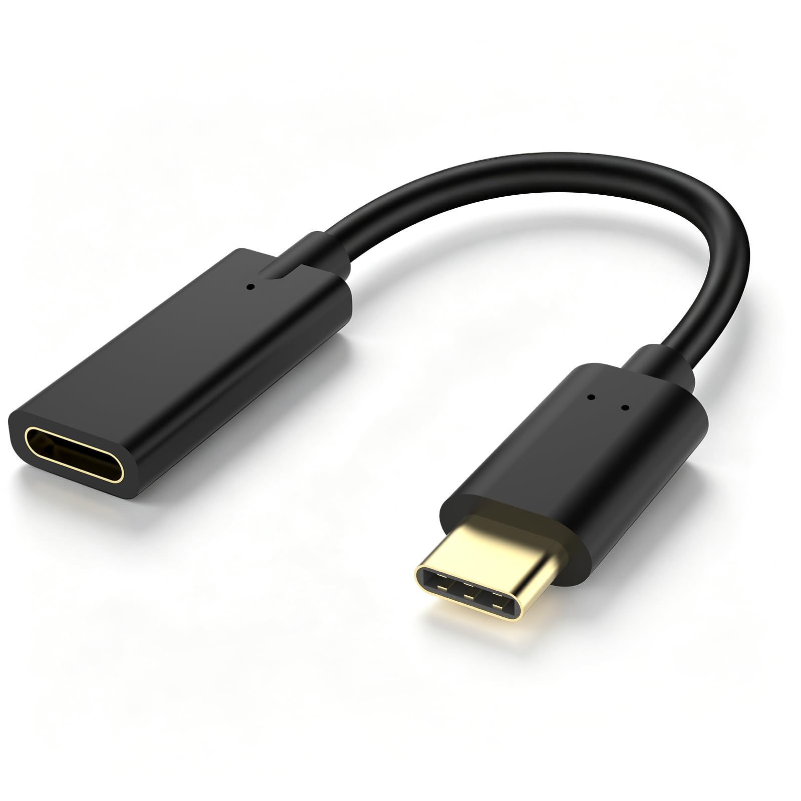 USB-C Verlängerungskabel, 20 cm, USB-C Typ C Stecker auf Buchse, USB 3.1 Verlängerung, kurzes Kabel für Nintendo Switch, MacBook und mehr, Schwarz Typ-C-Buchse auf Stecker.