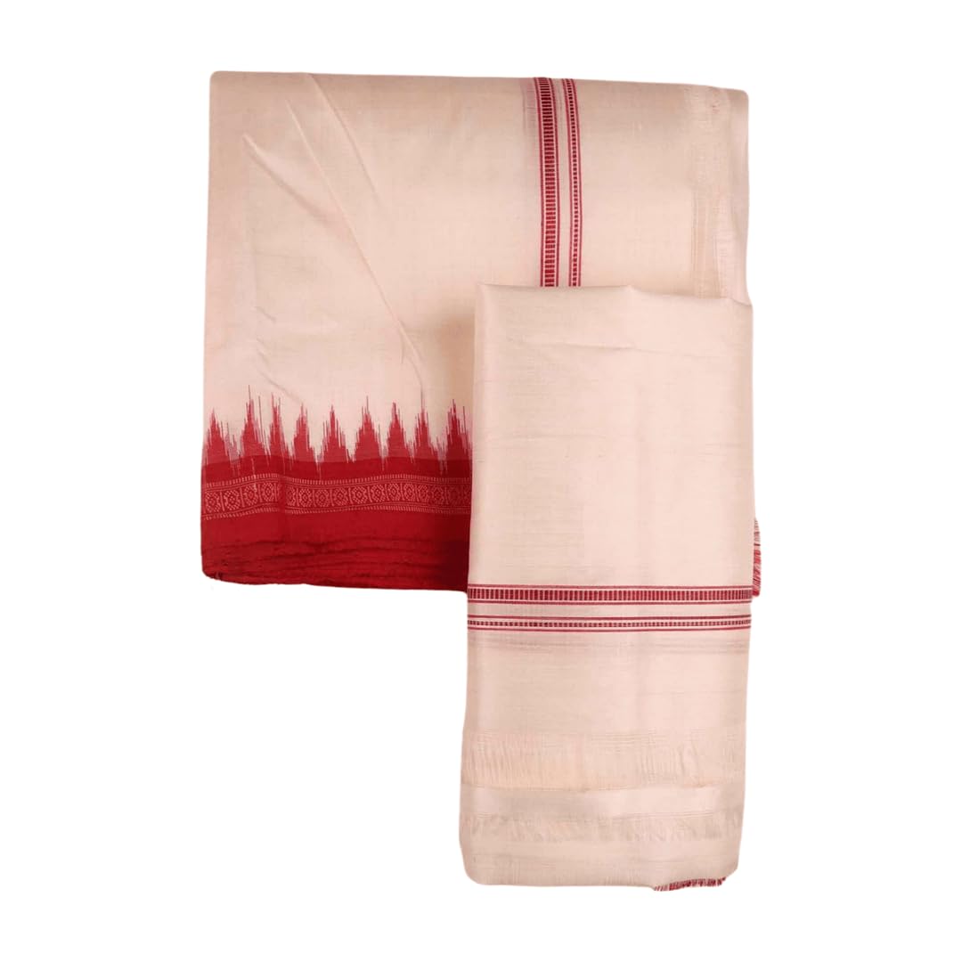 Authentic Sambalpuri Handloom Cotton Unstitched Dhoti with Utari for Men | Traditional Odisha Weave Ikat Dhoti for Festive & Religious Wear-image-10