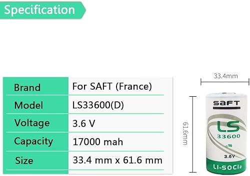 Miniatura 2 de STEPMAX Paquete de 1 batería de cloruro de tionilo de litio LS33600 D de 3,6 V, 17000 mAh para concentradores, municiones inteligentes, sensores